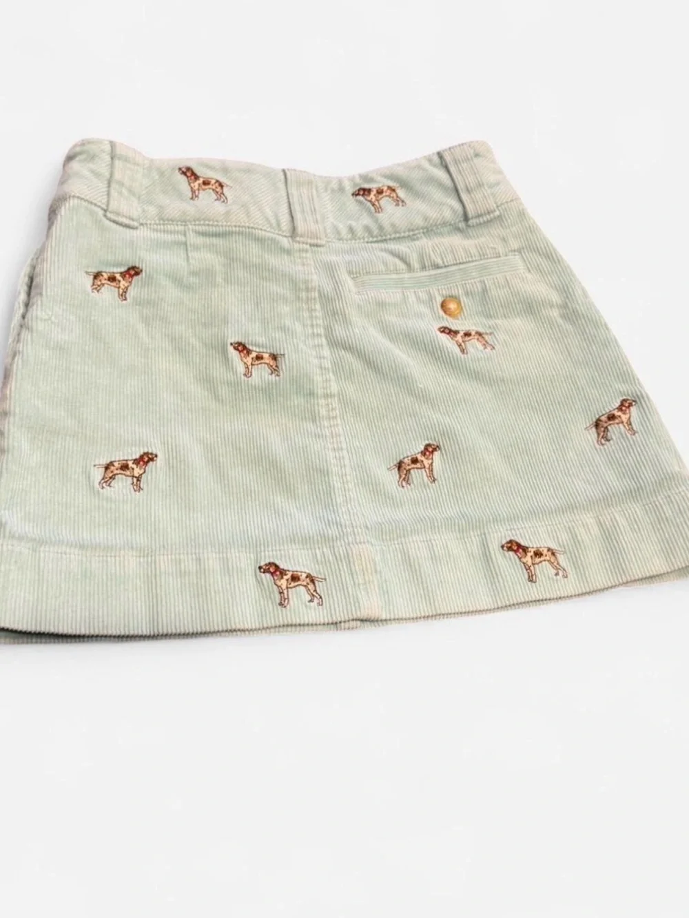 Ralph Lauren Mint Green Corduroy Dog Embroidered Skirt Girls Size 6 Preppy